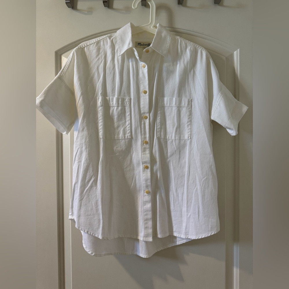 Madewell White Short Sleeve Button Down Shirt